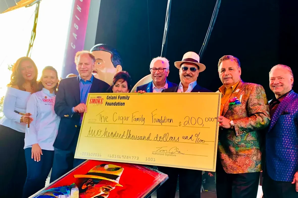 A two hundred thousand dollar check from the Celani Family Foundation to the Cigar Family Foundation